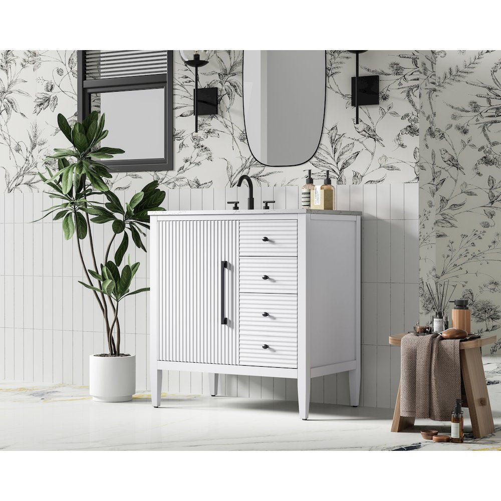 32 inch Single Bathroom Vanity in White
