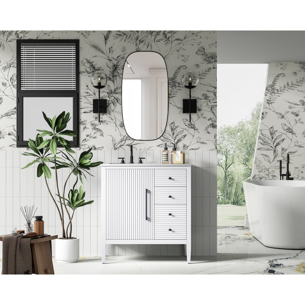 32 inch Single Bathroom Vanity in White