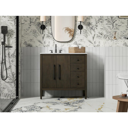 36 inch Single Bathroom Vanity in Chocolate Oak