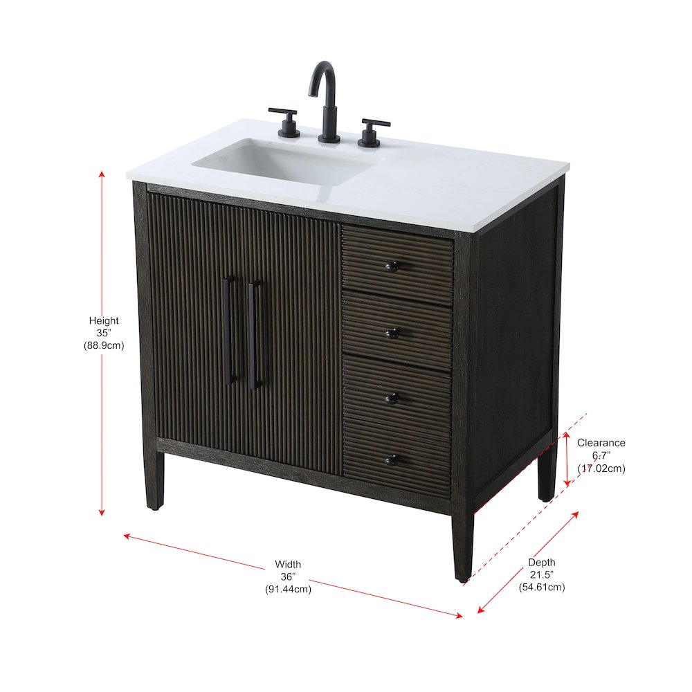 36 inch Single Bathroom Vanity in Chocolate Oak