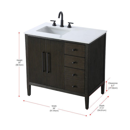 36 inch Single Bathroom Vanity in Chocolate Oak