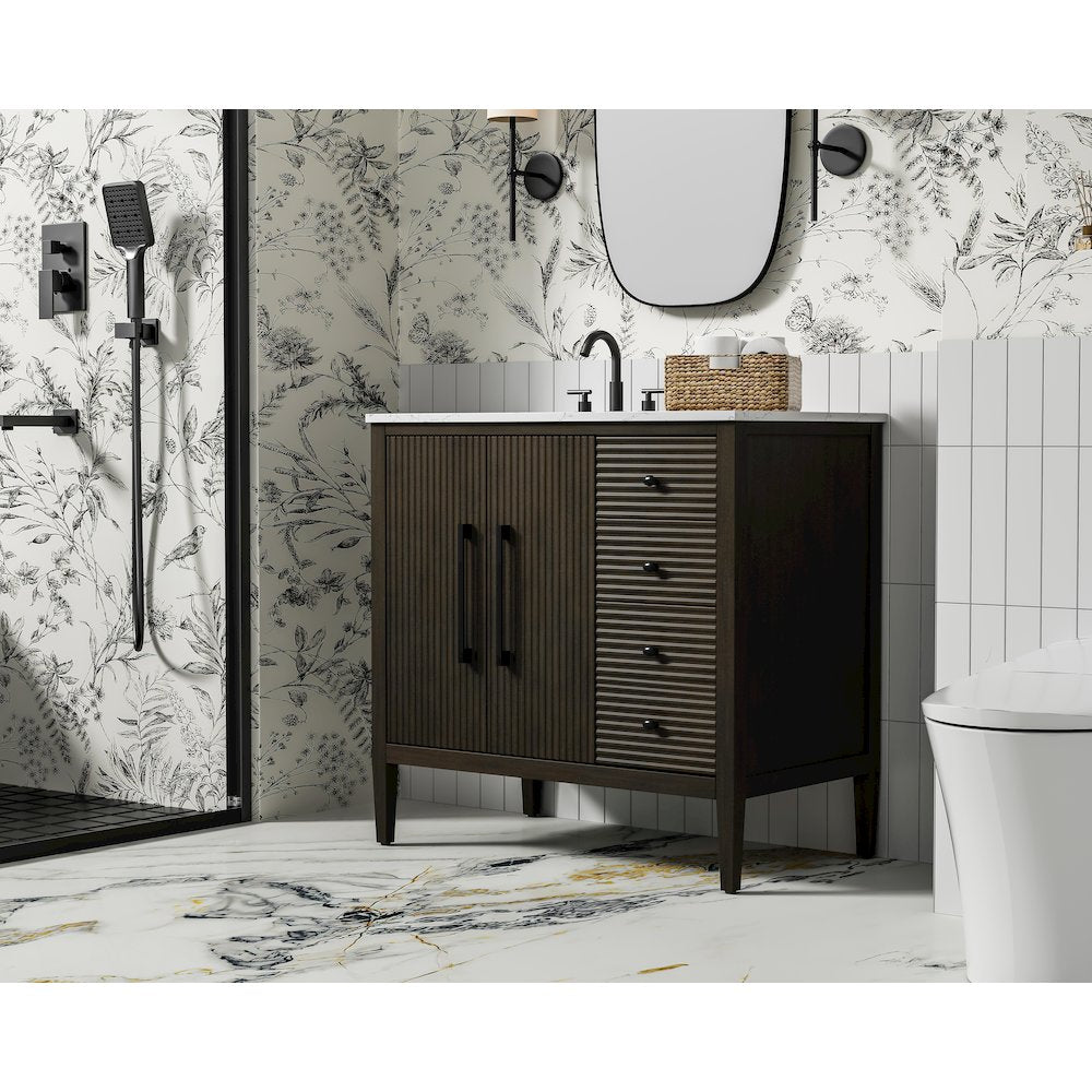 36 inch Single Bathroom Vanity in Chocolate Oak