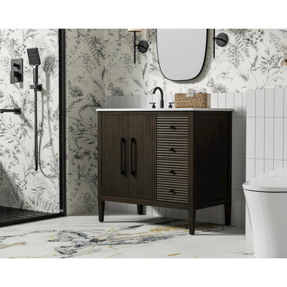 36 inch Single Bathroom Vanity in Chocolate Oak