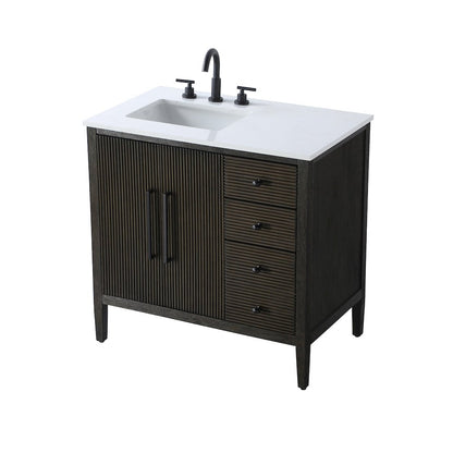 36 inch Single Bathroom Vanity in Chocolate Oak