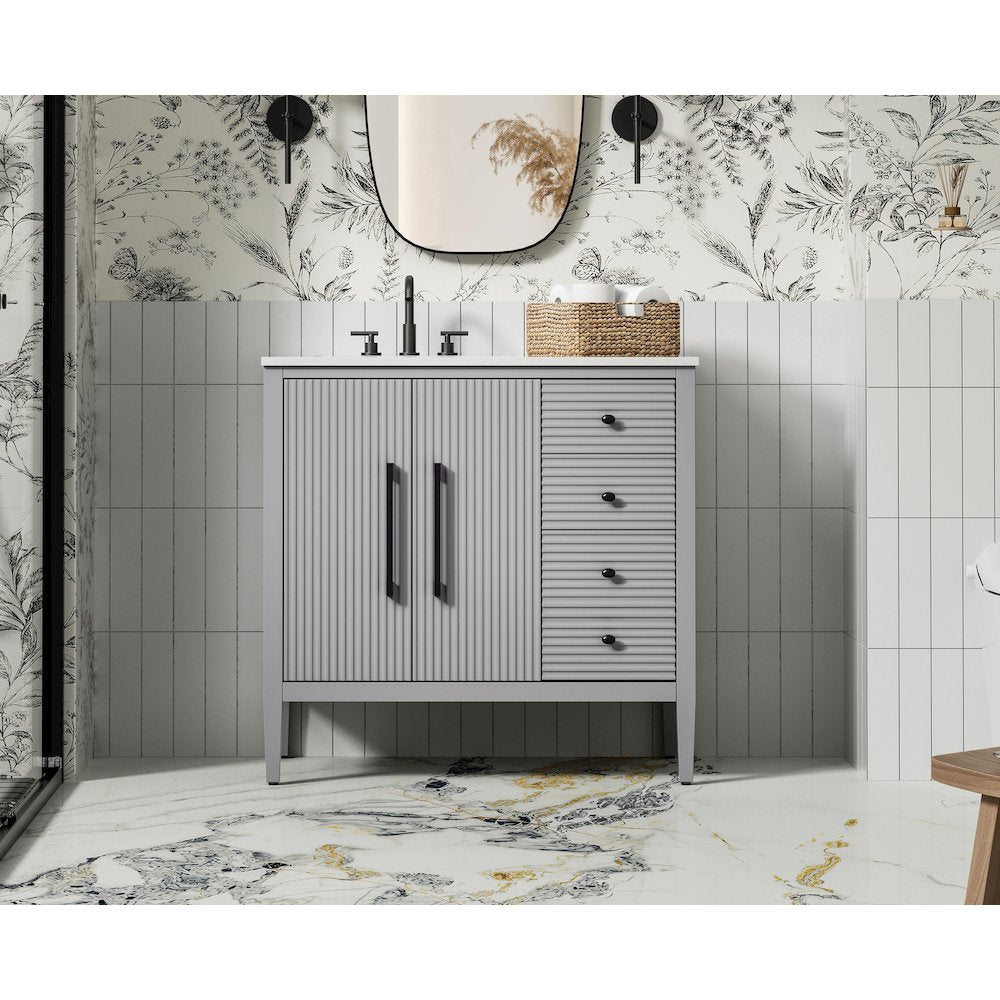 36 inch Single Bathroom Vanity in Grey