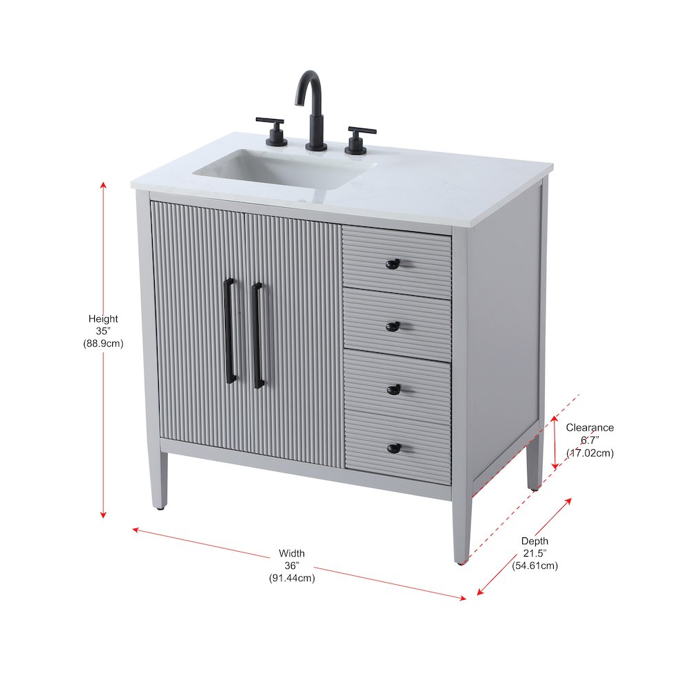 36 inch Single Bathroom Vanity in Grey