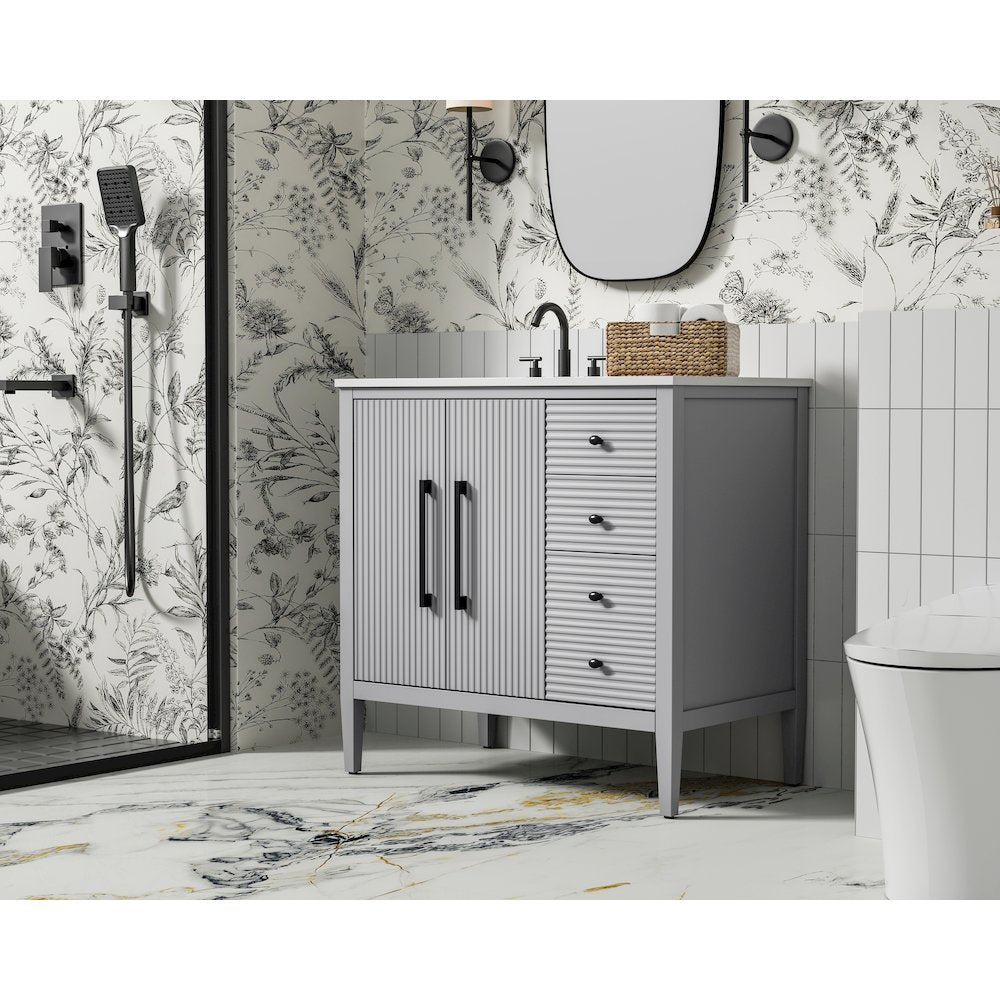 36 inch Single Bathroom Vanity in Grey