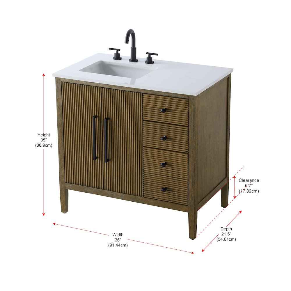 36 inch Single Bathroom Vanity in Hazel Oak