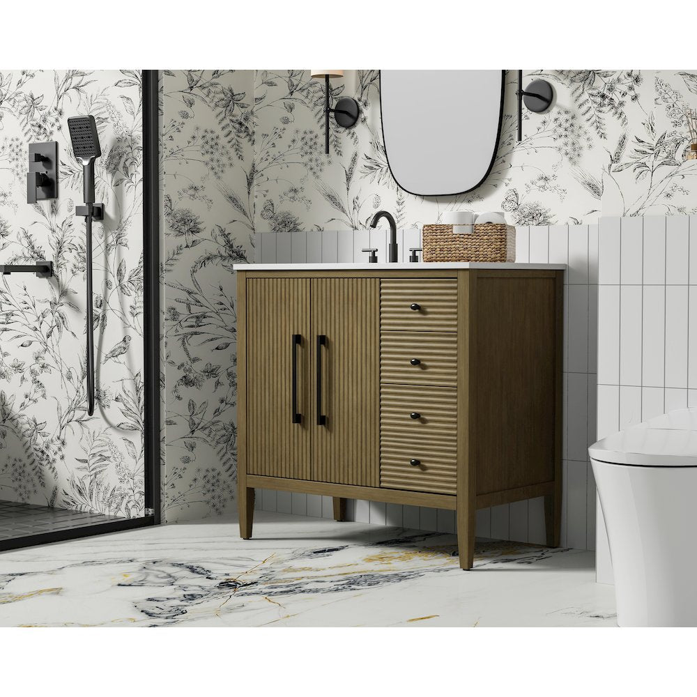 36 inch Single Bathroom Vanity in Hazel Oak