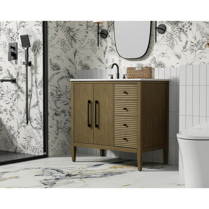 36 inch Single Bathroom Vanity in Hazel Oak