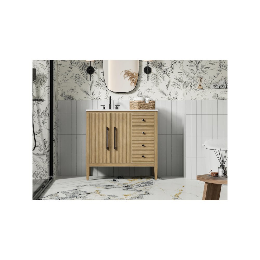 36 inch Single Bathroom Vanity in Linen Oak