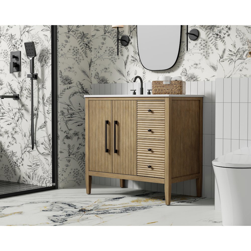 36 inch Single Bathroom Vanity in Linen Oak
