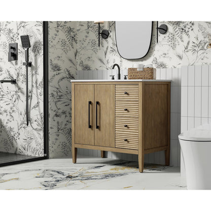 36 inch Single Bathroom Vanity in Linen Oak