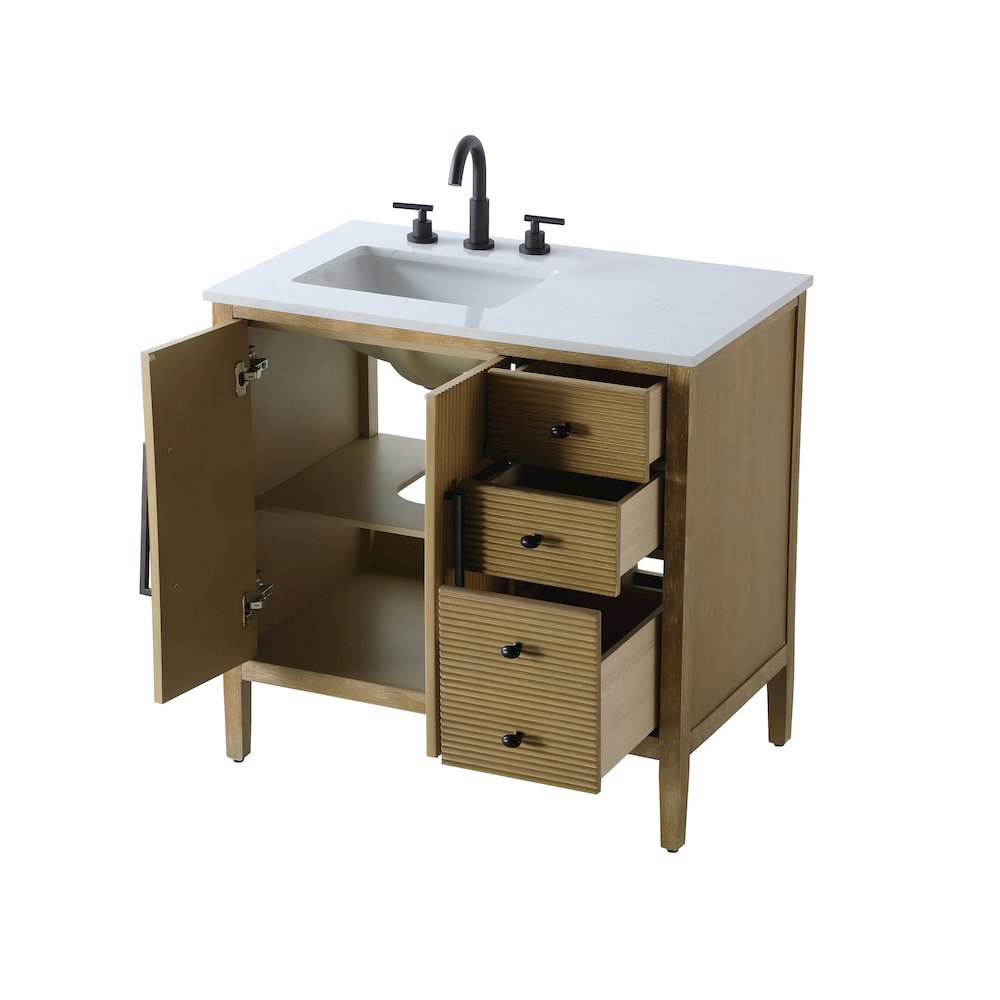 36 inch Single Bathroom Vanity in Linen Oak