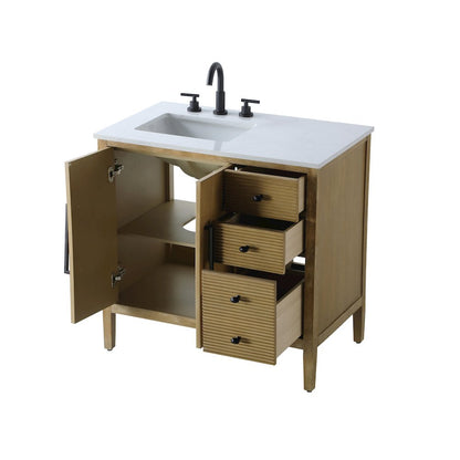 36 inch Single Bathroom Vanity in Linen Oak