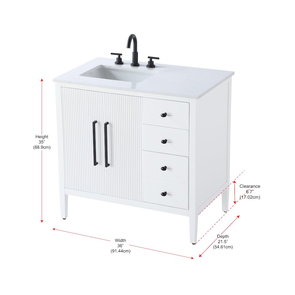 36 inch Single Bathroom Vanity in White