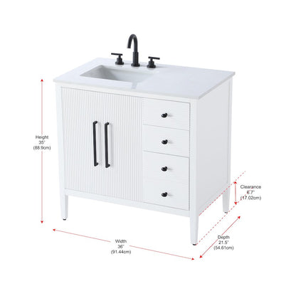 36 inch Single Bathroom Vanity in White