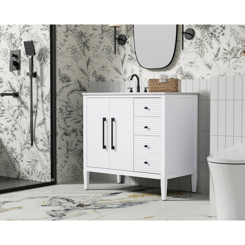 36 inch Single Bathroom Vanity in White