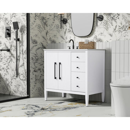36 inch Single Bathroom Vanity in White