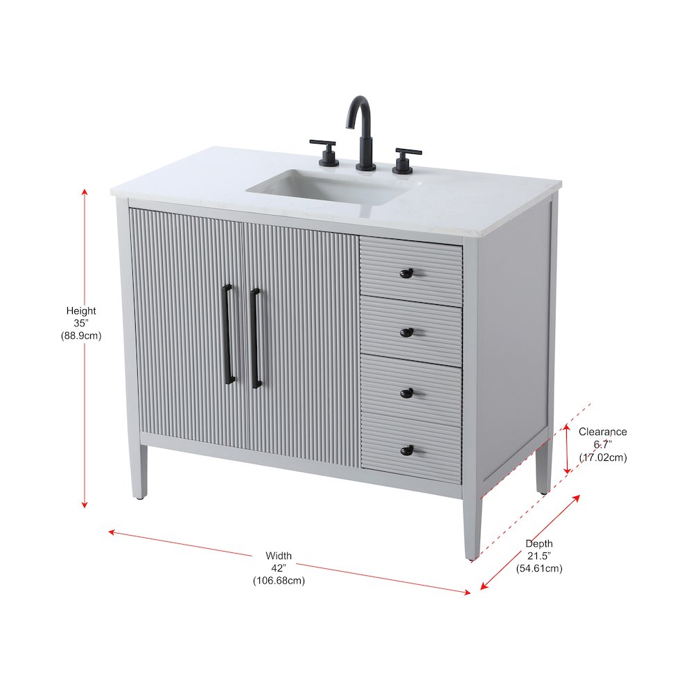 42 inch Single Bathroom Vanity in Grey