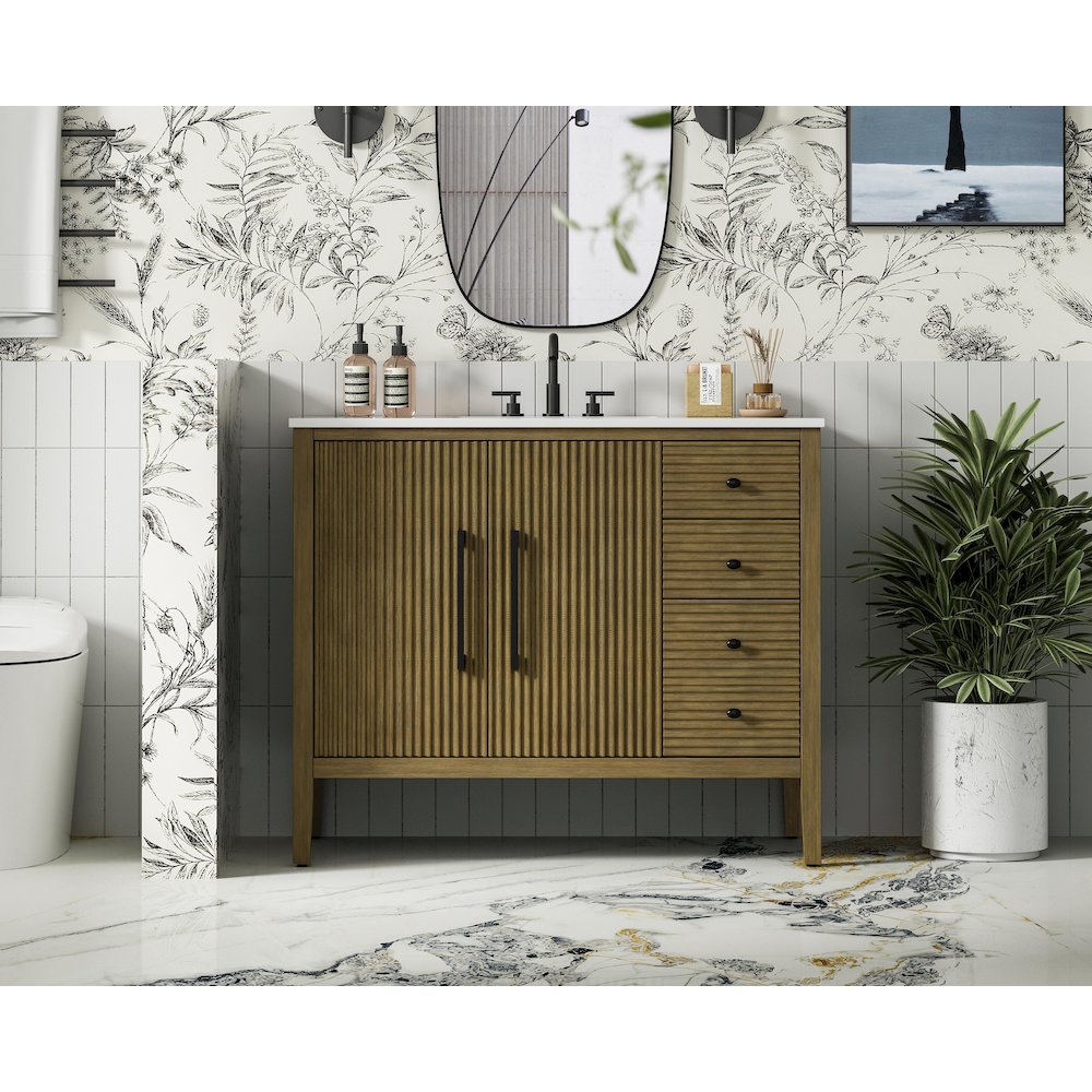 42 inch Single Bathroom Vanity in Hazel Oak