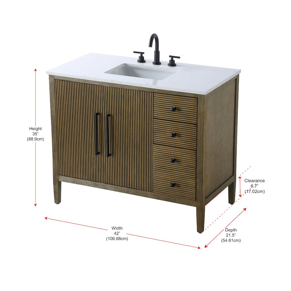 42 inch Single Bathroom Vanity in Hazel Oak