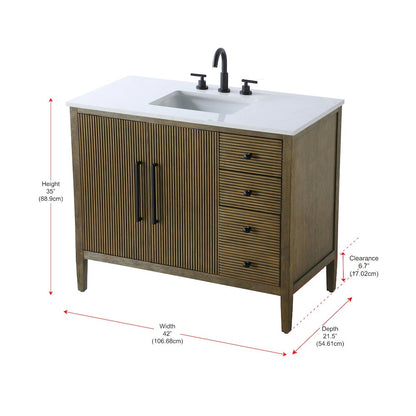 42 inch Single Bathroom Vanity in Hazel Oak
