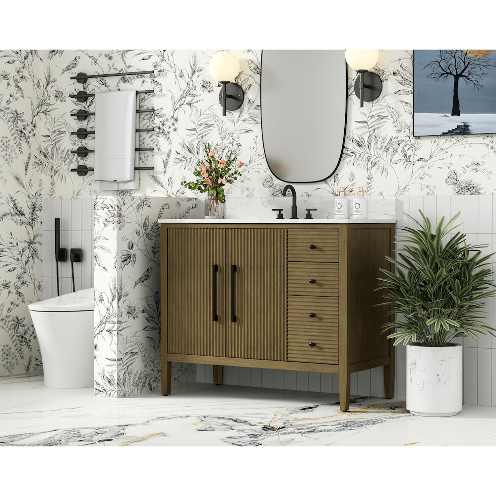 42 inch Single Bathroom Vanity in Hazel Oak