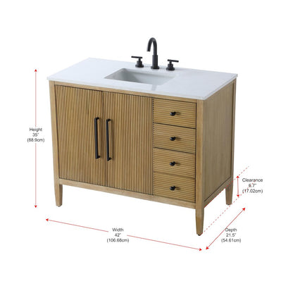 42 inch Single Bathroom Vanity in Linen Oak