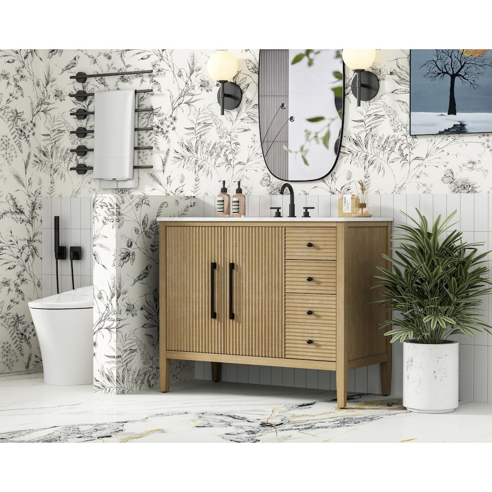 42 inch Single Bathroom Vanity in Linen Oak