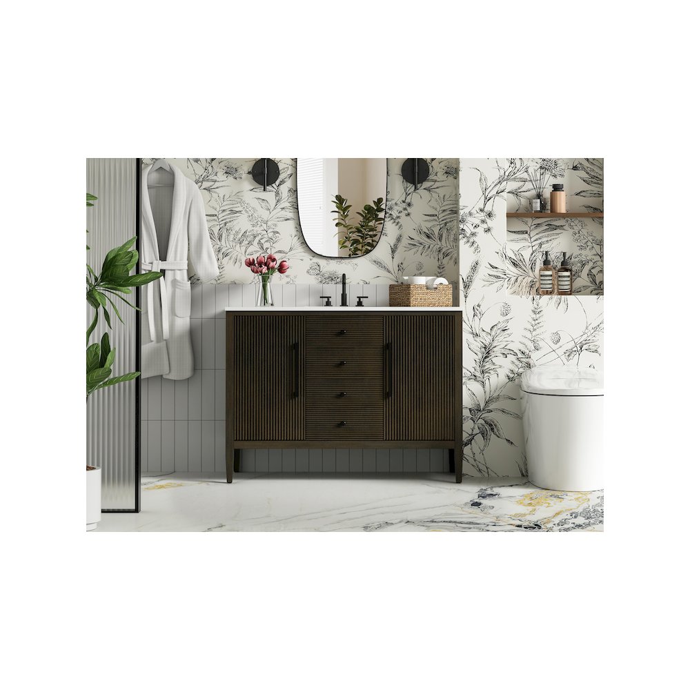 48 inch Single Bathroom Vanity in Chocolate Oak