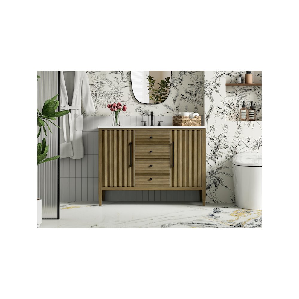 48 inch Single Bathroom Vanity in Hazel Oak