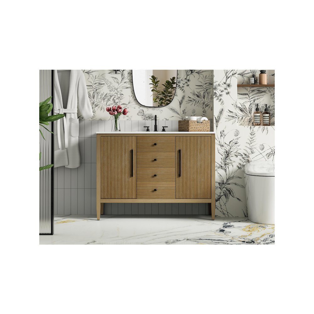 48 inch Single Bathroom Vanity in Linen Oak