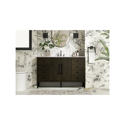 54 inch Single Bathroom Vanity inChocolate Oak