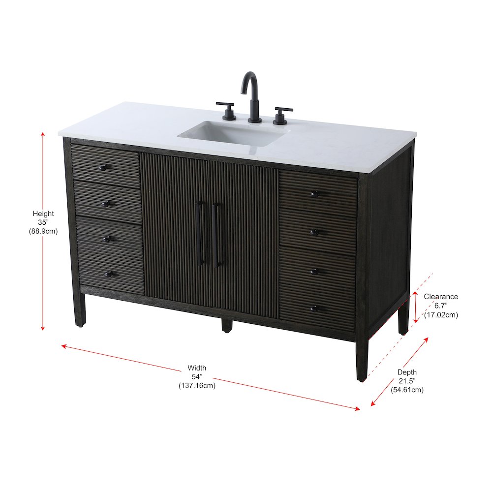 54 inch Single Bathroom Vanity inChocolate Oak