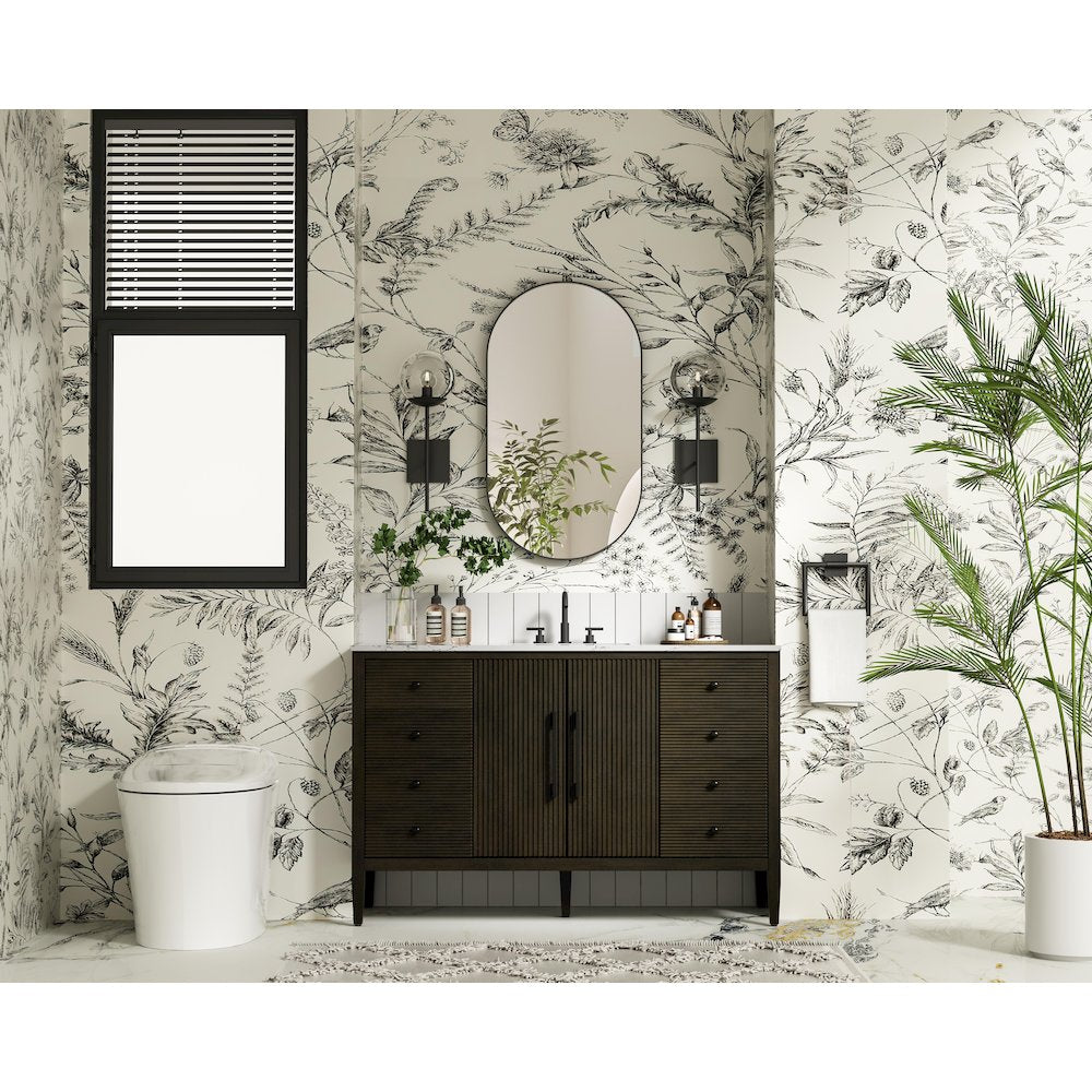 54 inch Single Bathroom Vanity inChocolate Oak