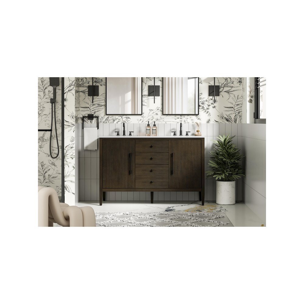 54 inch Double Bathroom Vanity inChocolate Oak