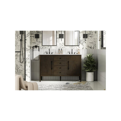 54 inch Double Bathroom Vanity inChocolate Oak