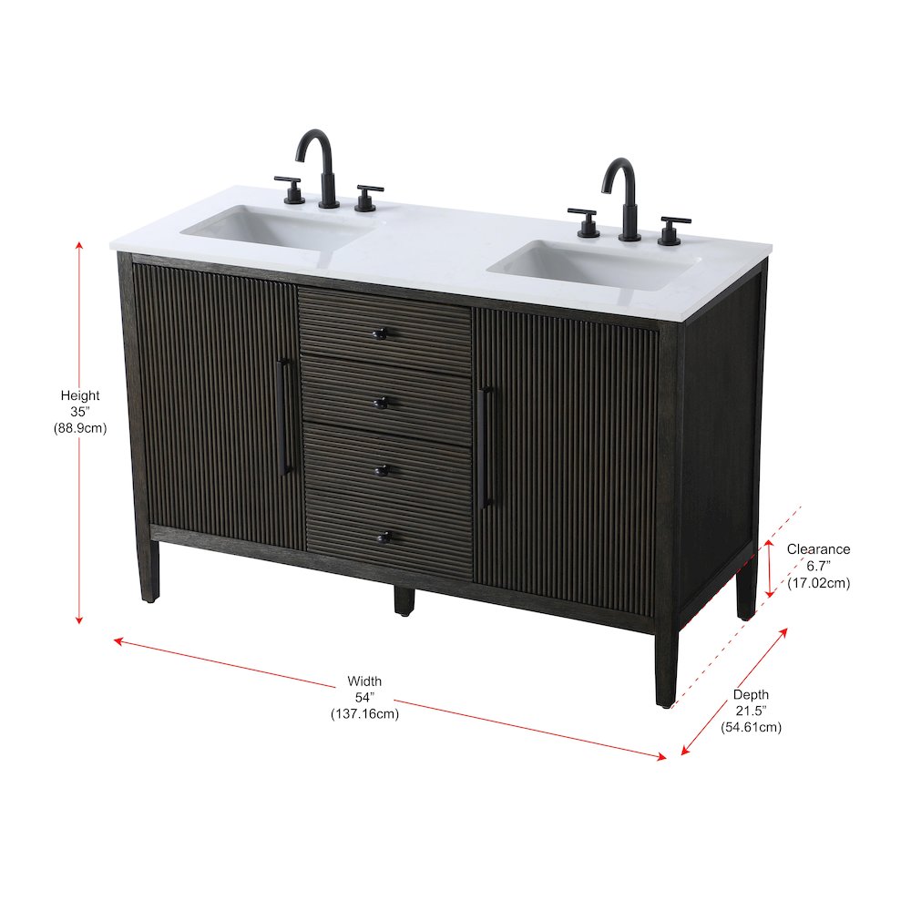 54 inch Double Bathroom Vanity inChocolate Oak