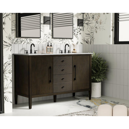 54 inch Double Bathroom Vanity inChocolate Oak