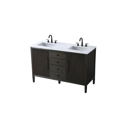 54 inch Double Bathroom Vanity inChocolate Oak