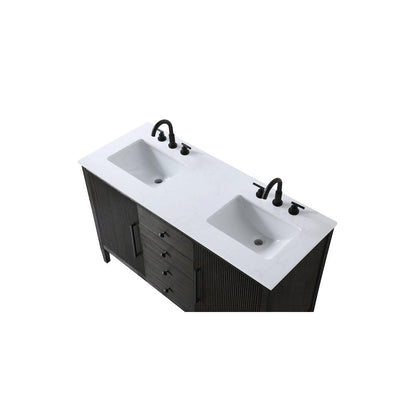54 inch Double Bathroom Vanity inChocolate Oak