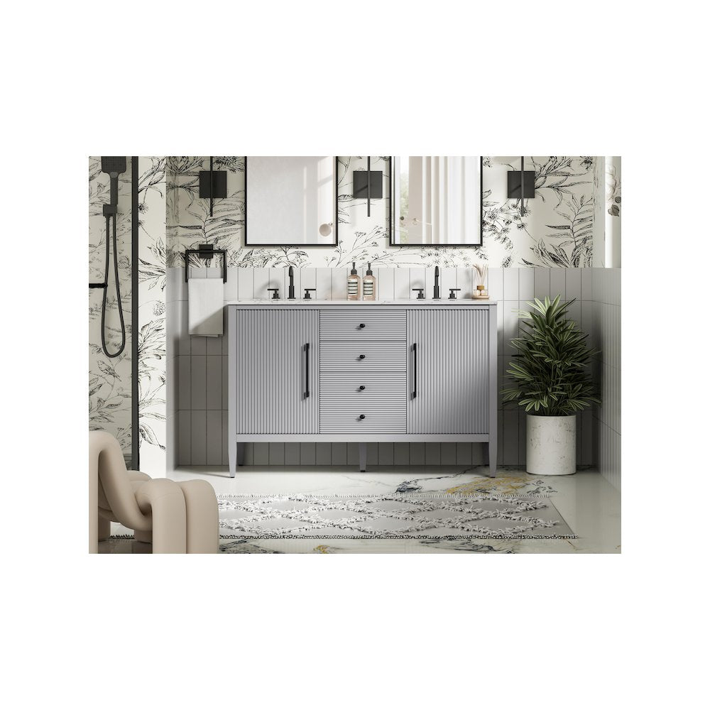 54 inch Double Bathroom Vanity in Grey