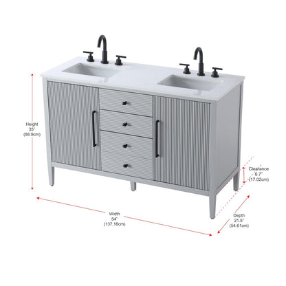 54 inch Double Bathroom Vanity in Grey