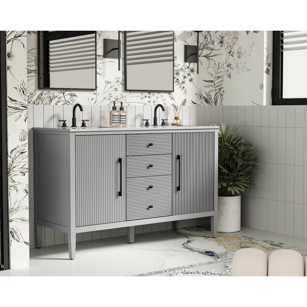 54 inch Double Bathroom Vanity in Grey