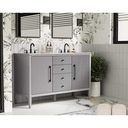 54 inch Double Bathroom Vanity in Grey