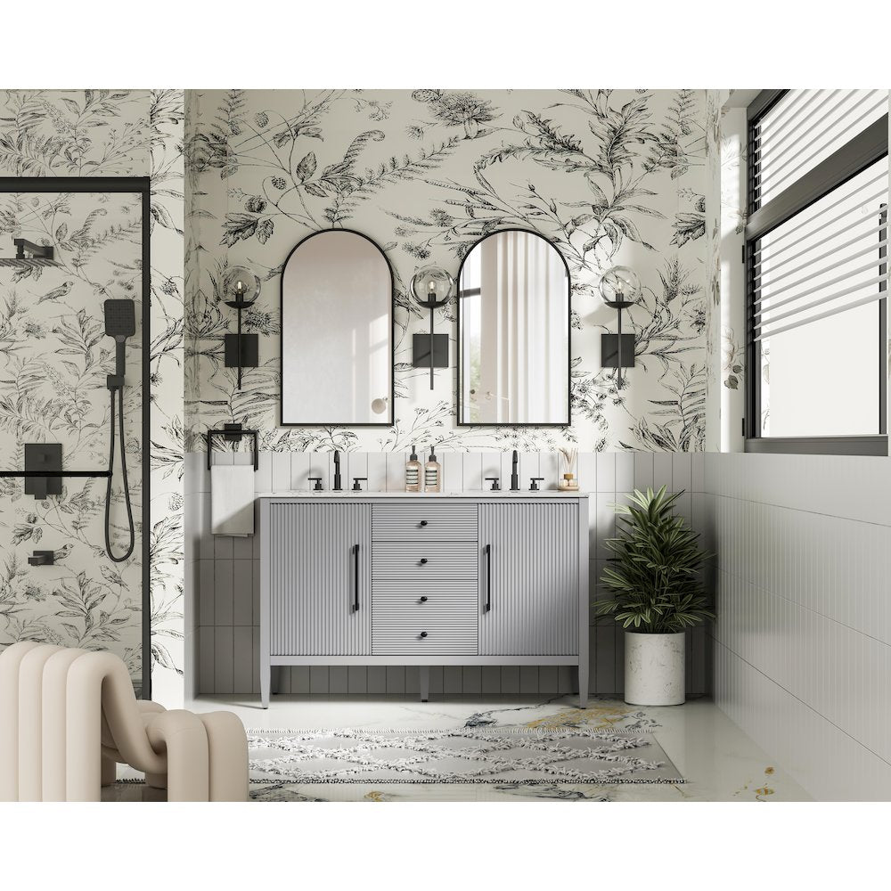 54 inch Double Bathroom Vanity in Grey
