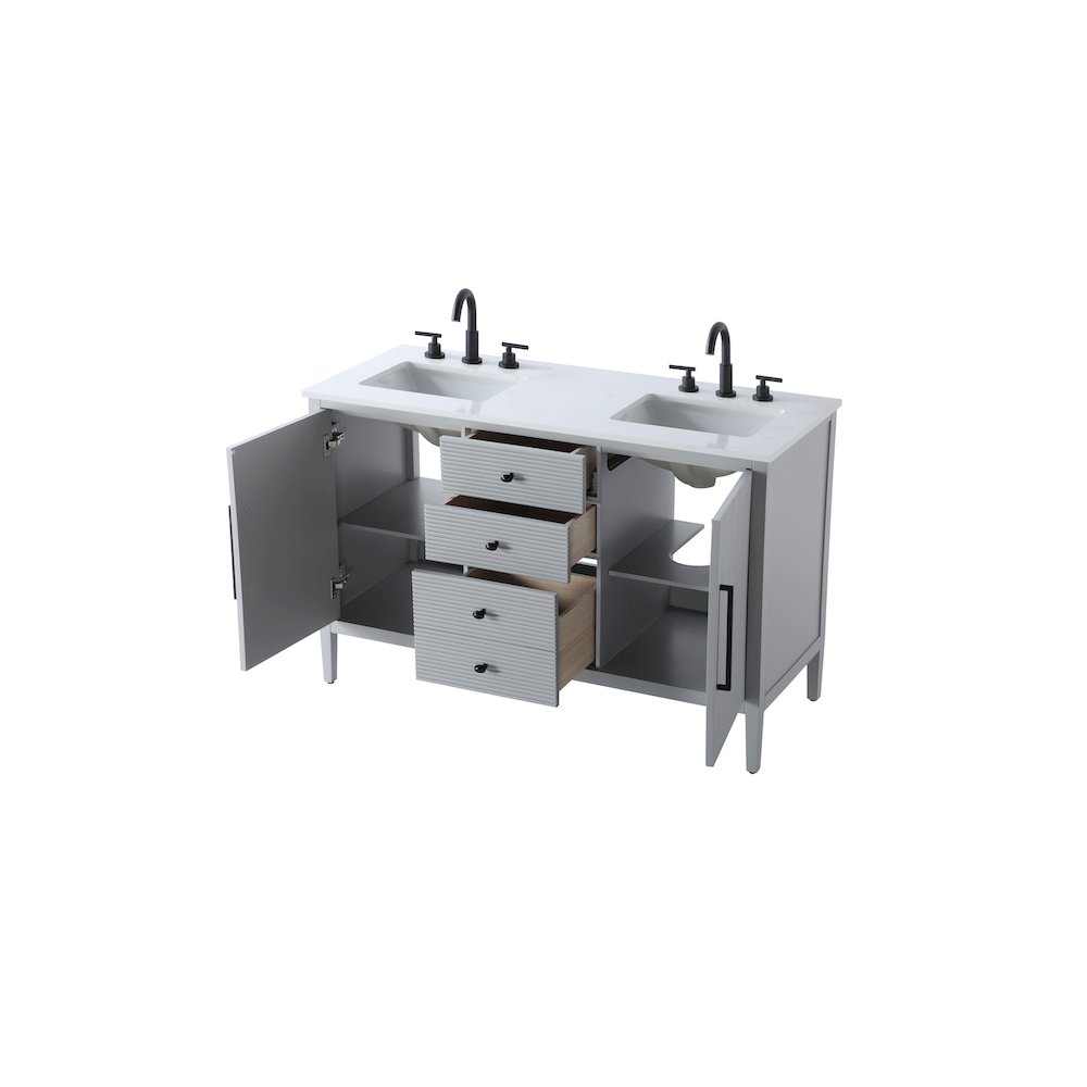 54 inch Double Bathroom Vanity in Grey