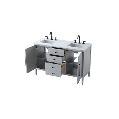 54 inch Double Bathroom Vanity in Grey