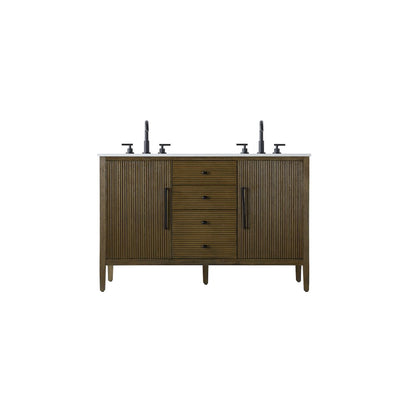 54 inch Double Bathroom Vanity in Hazel Oak